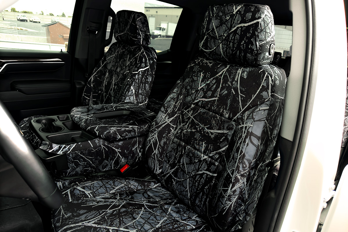 Universal Gray Polyester Seat Covers – Full Set Front & Rear – For Chevy Silverado 1500 2500 3500HD – With Headrest Covers