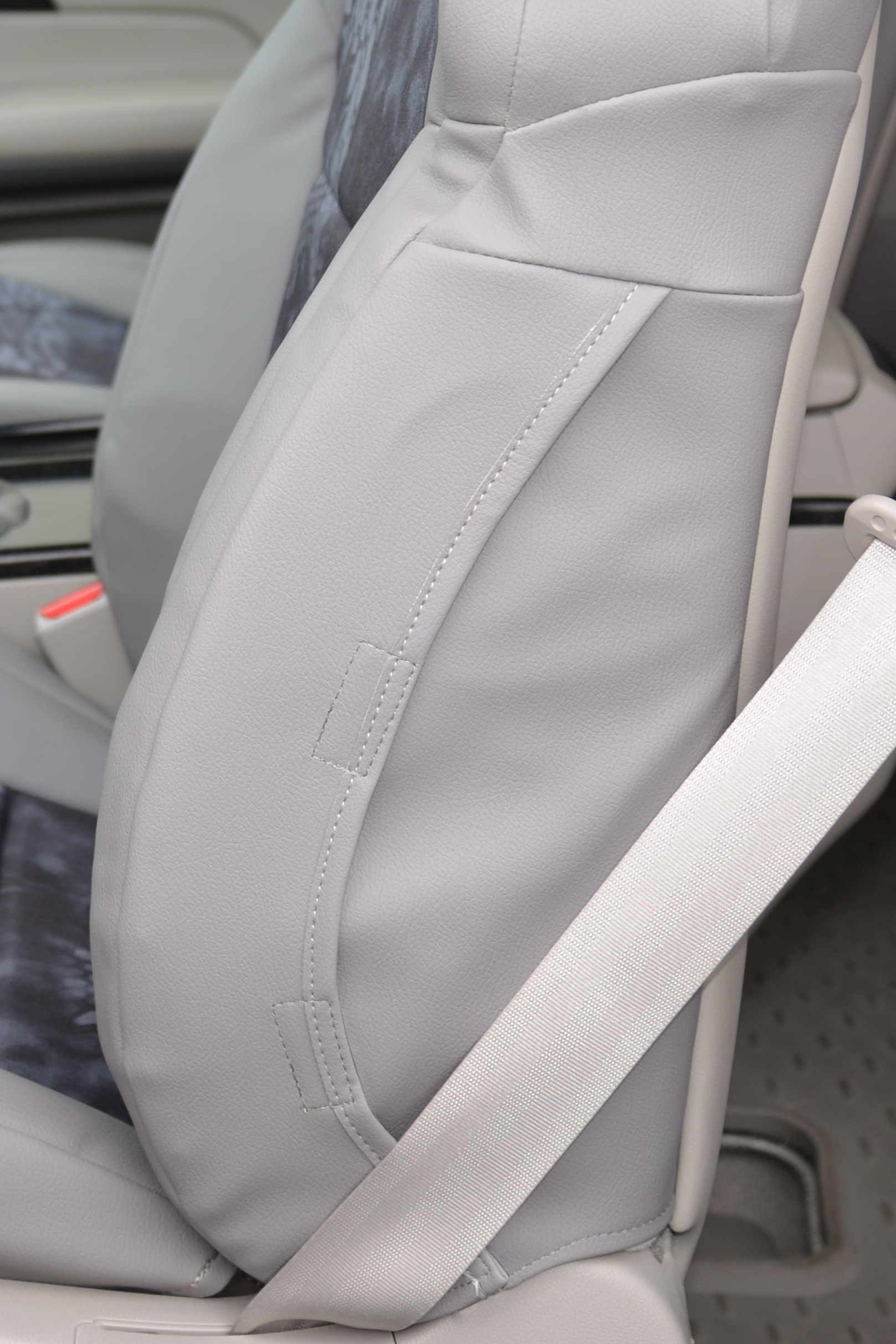 View of one style of airbag accommodations in ruff tuff custom seat covers