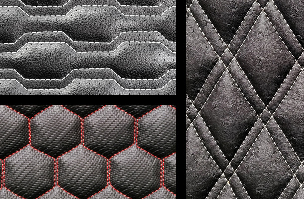 3 patterns of deluxe quilting on custom seat covers